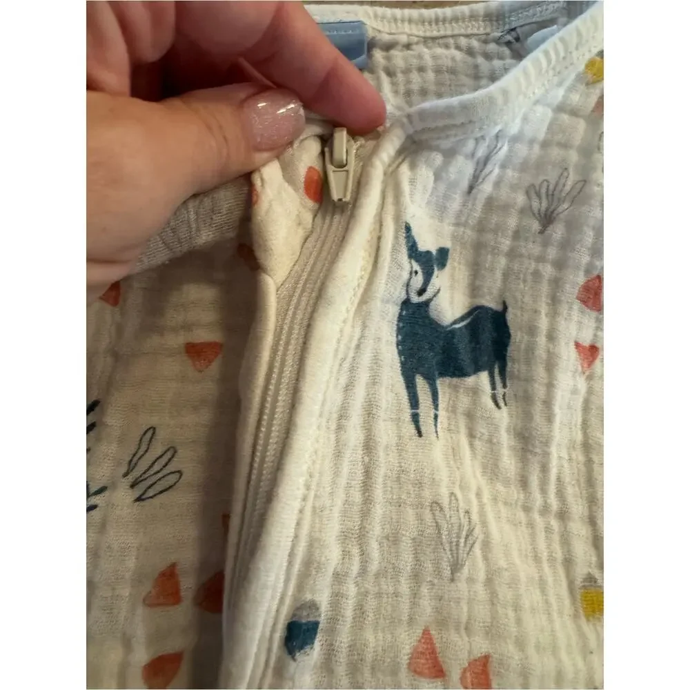 1st Laugh Organic Cotton Muslin Sleep Sack Deer Print Baby Wearable Blanket